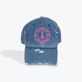 Light Denim Distressed Baseball Cap