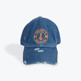 Dark Denim Distressed Baseball Cap